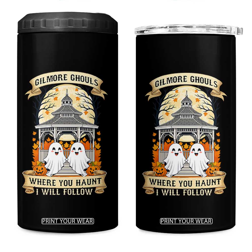 Gilmore Ghouls Halloween Ghost 4 in 1 Can Cooler Tumbler Cute Couple Spooky Boo with Fall Gazebo TS02 One Size: 16 oz Black Print Your Wear