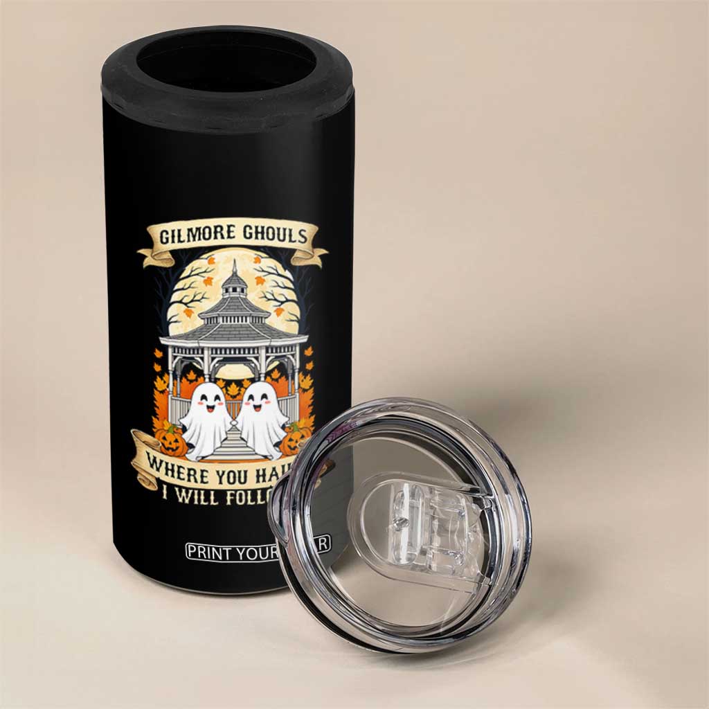 Gilmore Ghouls Halloween Ghost 4 in 1 Can Cooler Tumbler Cute Couple Spooky Boo with Fall Gazebo TS02 Print Your Wear