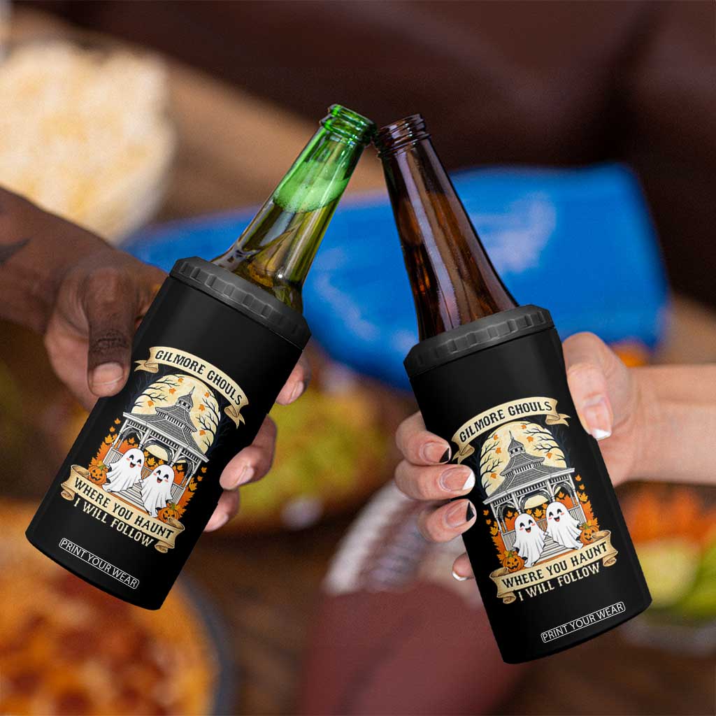 Gilmore Ghouls Halloween Ghost 4 in 1 Can Cooler Tumbler Cute Couple Spooky Boo with Fall Gazebo TS02 Print Your Wear