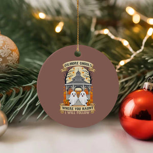 Gilmore Ghouls Halloween Ghost Ceramic Ornament Cute Couple Spooky Boo with Fall Gazebo TS02 1pc Mocha Print Your Wear