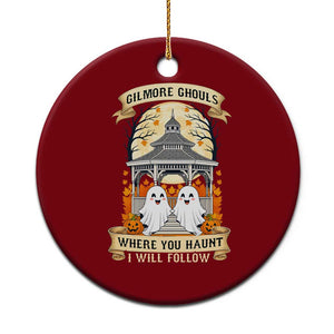 Gilmore Ghouls Halloween Ghost Ceramic Ornament Cute Couple Spooky Boo with Fall Gazebo TS02 1pc Red Print Your Wear