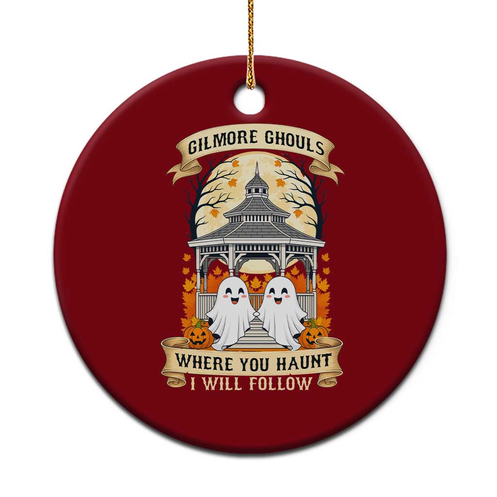 Gilmore Ghouls Halloween Ghost Ceramic Ornament Cute Couple Spooky Boo with Fall Gazebo TS02 1pc Red Print Your Wear