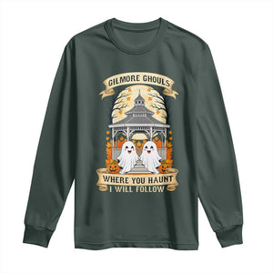 Gilmore Ghouls Halloween Ghost Long Sleeve Shirt Cute Couple Spooky Boo with Fall Gazebo TS02 Dark Forest Green Print Your Wear