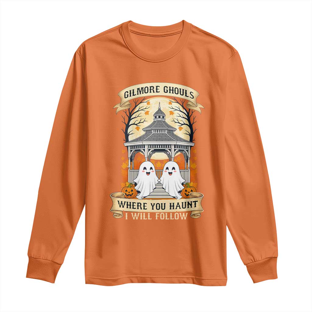 Gilmore Ghouls Halloween Ghost Long Sleeve Shirt Cute Couple Spooky Boo with Fall Gazebo TS02 Orange Print Your Wear