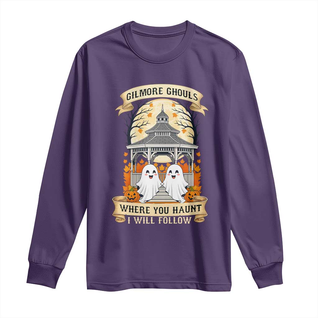 Gilmore Ghouls Halloween Ghost Long Sleeve Shirt Cute Couple Spooky Boo with Fall Gazebo TS02 Purple Print Your Wear