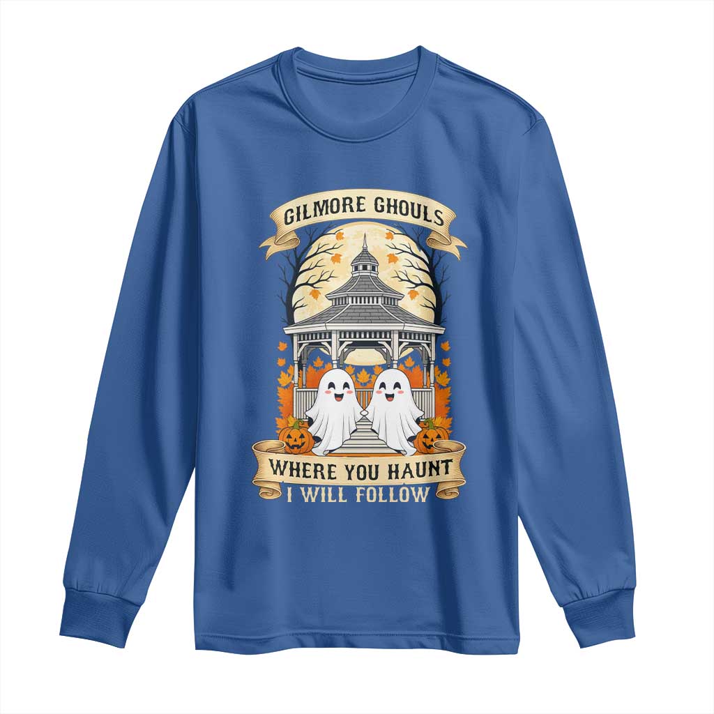 Gilmore Ghouls Halloween Ghost Long Sleeve Shirt Cute Couple Spooky Boo with Fall Gazebo TS02 Royal Blue Print Your Wear