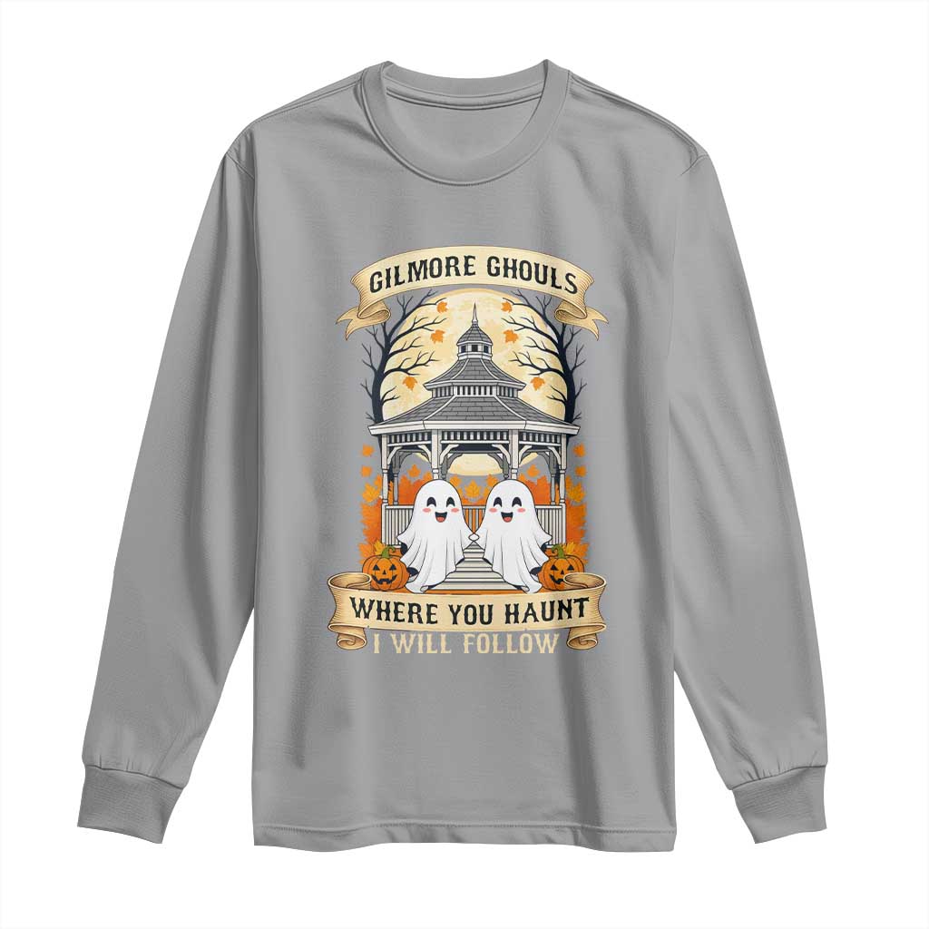 Gilmore Ghouls Halloween Ghost Long Sleeve Shirt Cute Couple Spooky Boo with Fall Gazebo TS02 Sport Gray Print Your Wear