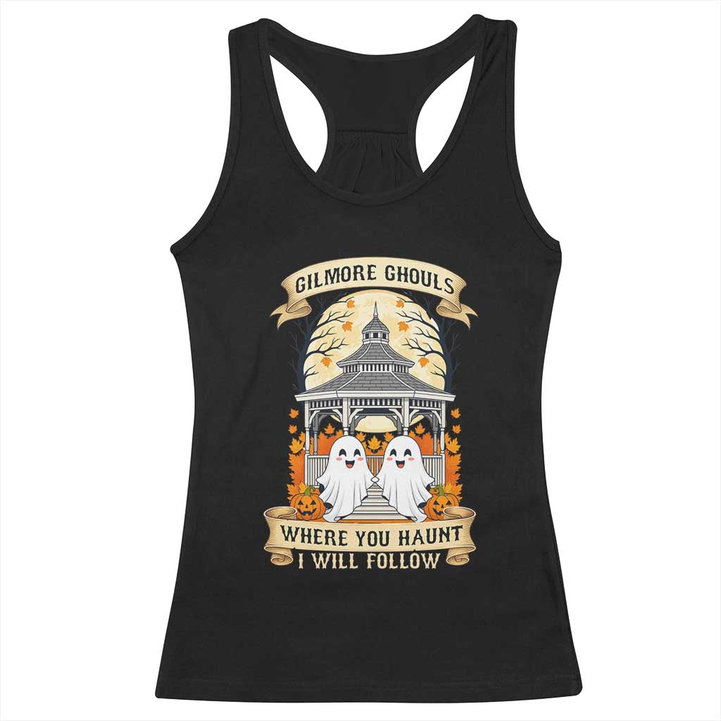 Gilmore Ghouls Halloween Ghost Racerback Tank Top Cute Couple Spooky Boo with Fall Gazebo TS02 Black Print Your Wear