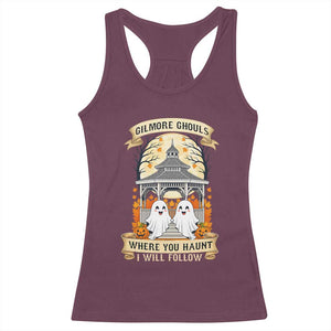 Gilmore Ghouls Halloween Ghost Racerback Tank Top Cute Couple Spooky Boo with Fall Gazebo TS02 Maroon Print Your Wear