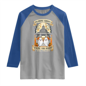 Gilmore Ghouls Halloween Ghost Raglan Shirt Cute Couple Spooky Boo with Fall Gazebo TS02 Sport Gray Royal Print Your Wear