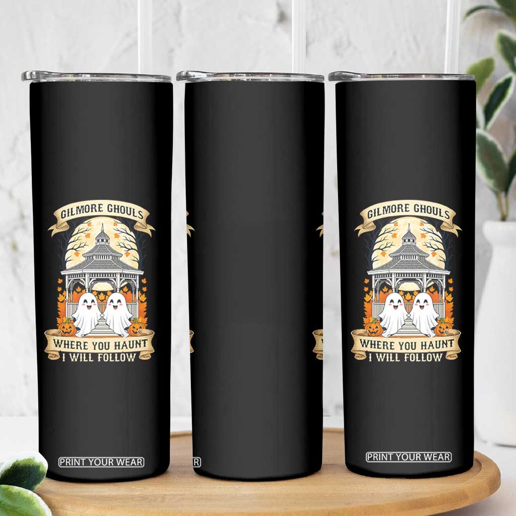 Gilmore Ghouls Halloween Ghost Skinny Tumbler Cute Couple Spooky Boo with Fall Gazebo TS02 Print Your Wear