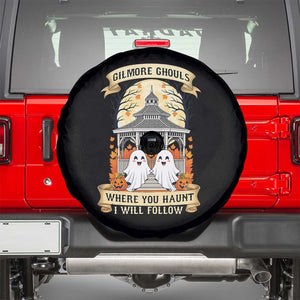 Gilmore Ghouls Halloween Ghost Spare Tire Cover Cute Couple Spooky Boo with Fall Gazebo TS02 Black Print Your Wear