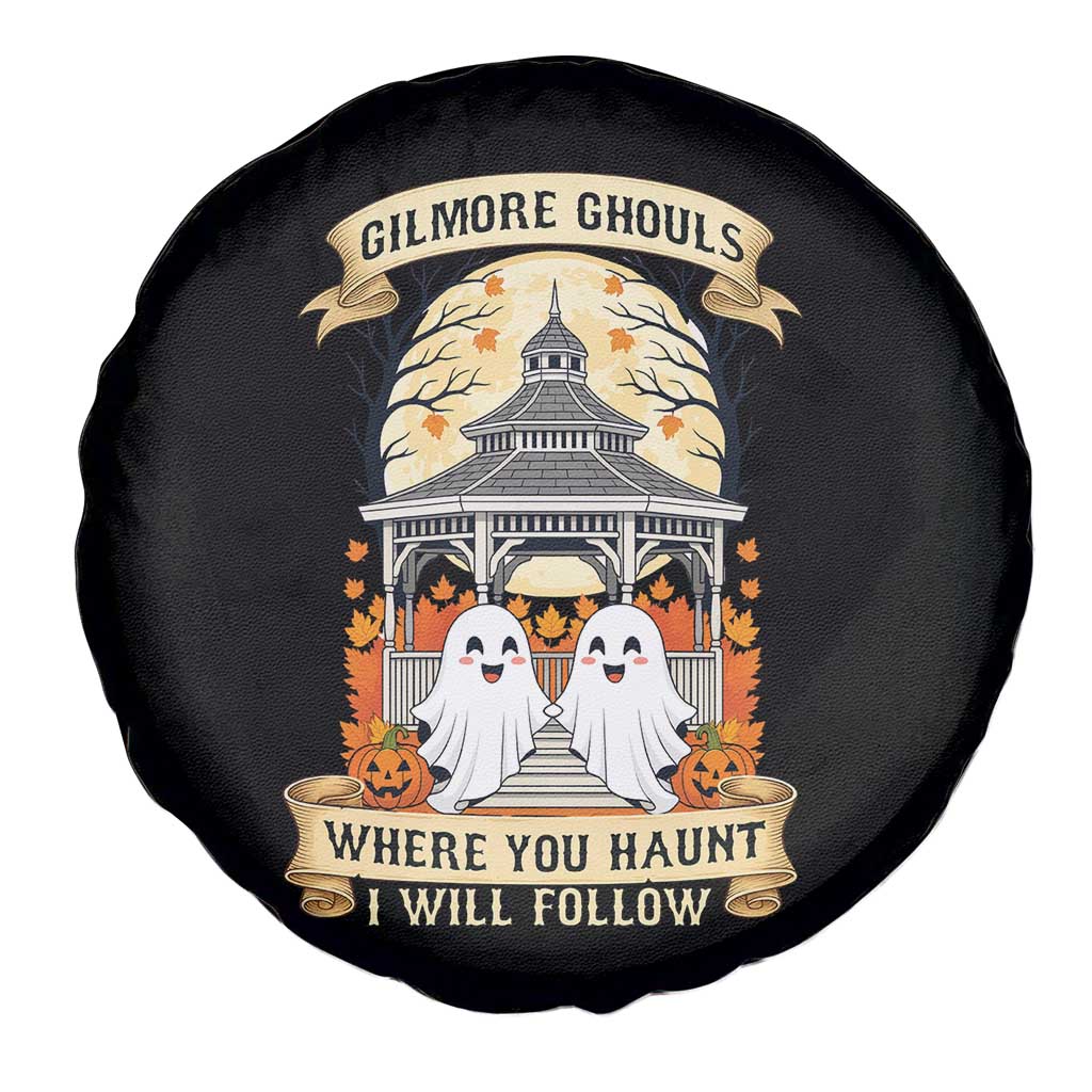 Gilmore Ghouls Halloween Ghost Spare Tire Cover Cute Couple Spooky Boo with Fall Gazebo TS02 Print Your Wear