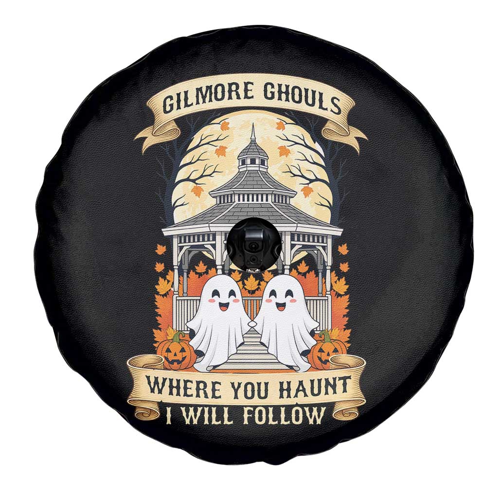 Gilmore Ghouls Halloween Ghost Spare Tire Cover Cute Couple Spooky Boo with Fall Gazebo TS02 Print Your Wear