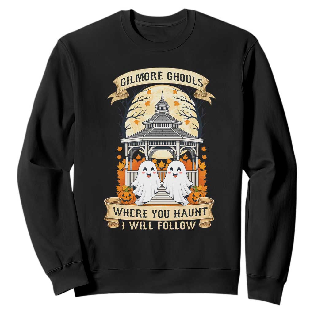 Gilmore Ghouls Halloween Ghost Sweatshirt Cute Couple Spooky Boo with Fall Gazebo TS02 Black Print Your Wear