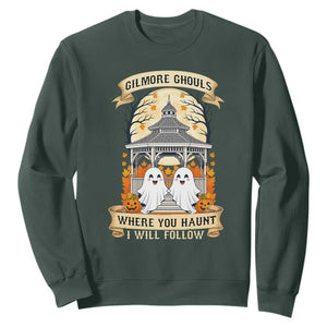 Gilmore Ghouls Halloween Ghost Sweatshirt Cute Couple Spooky Boo with Fall Gazebo TS02 Dark Forest Green Print Your Wear