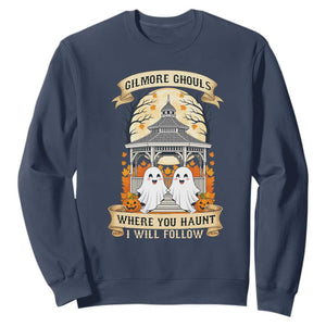 Gilmore Ghouls Halloween Ghost Sweatshirt Cute Couple Spooky Boo with Fall Gazebo TS02 Navy Print Your Wear