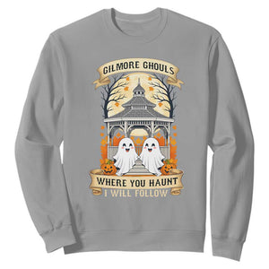 Gilmore Ghouls Halloween Ghost Sweatshirt Cute Couple Spooky Boo with Fall Gazebo TS02 Sport Gray Print Your Wear