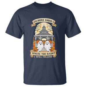 Gilmore Ghouls Halloween Ghost T Shirt Cute Couple Spooky Boo with Fall Gazebo TS02 Navy Print Your Wear