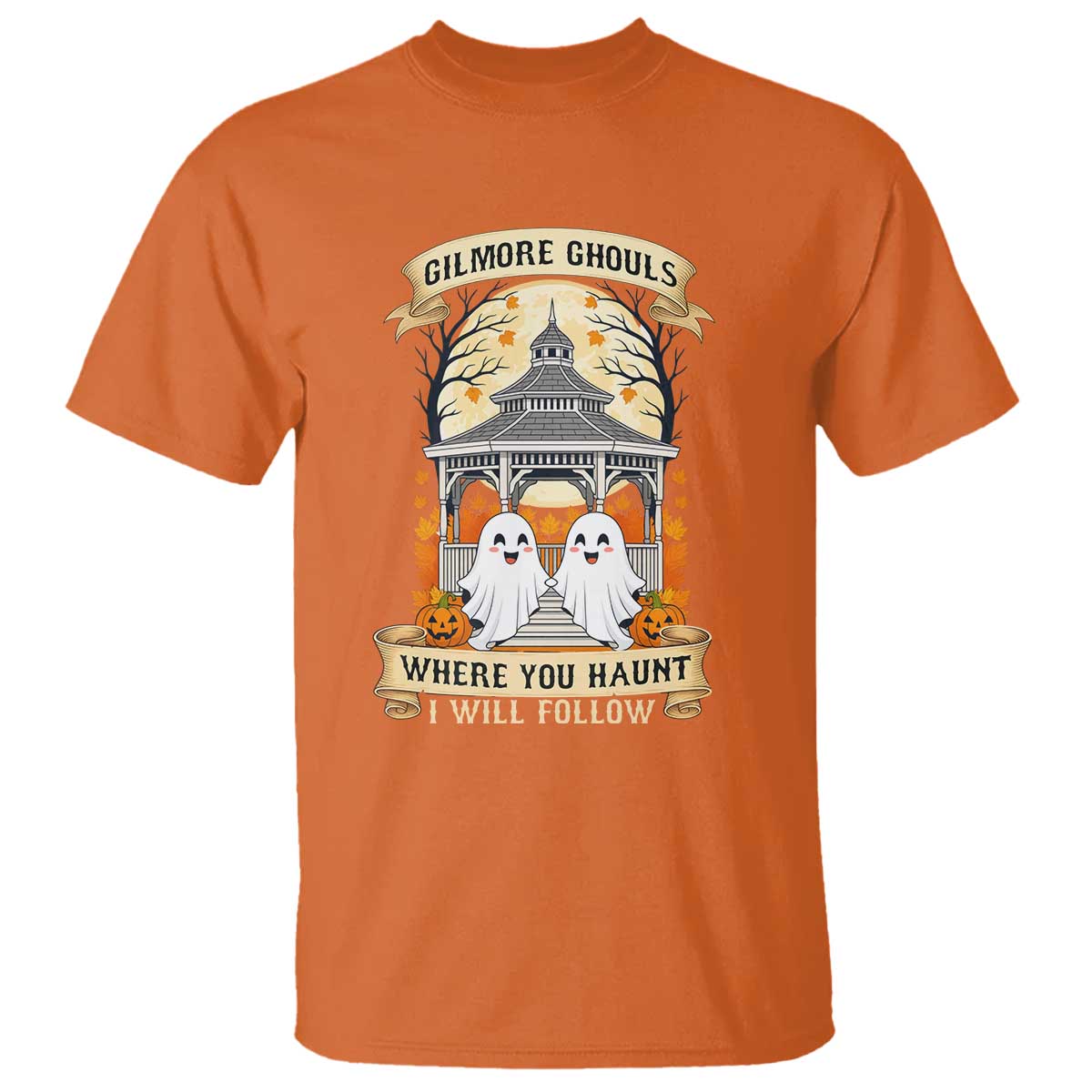 Gilmore Ghouls Halloween Ghost T Shirt Cute Couple Spooky Boo with Fall Gazebo TS02 Orange Print Your Wear
