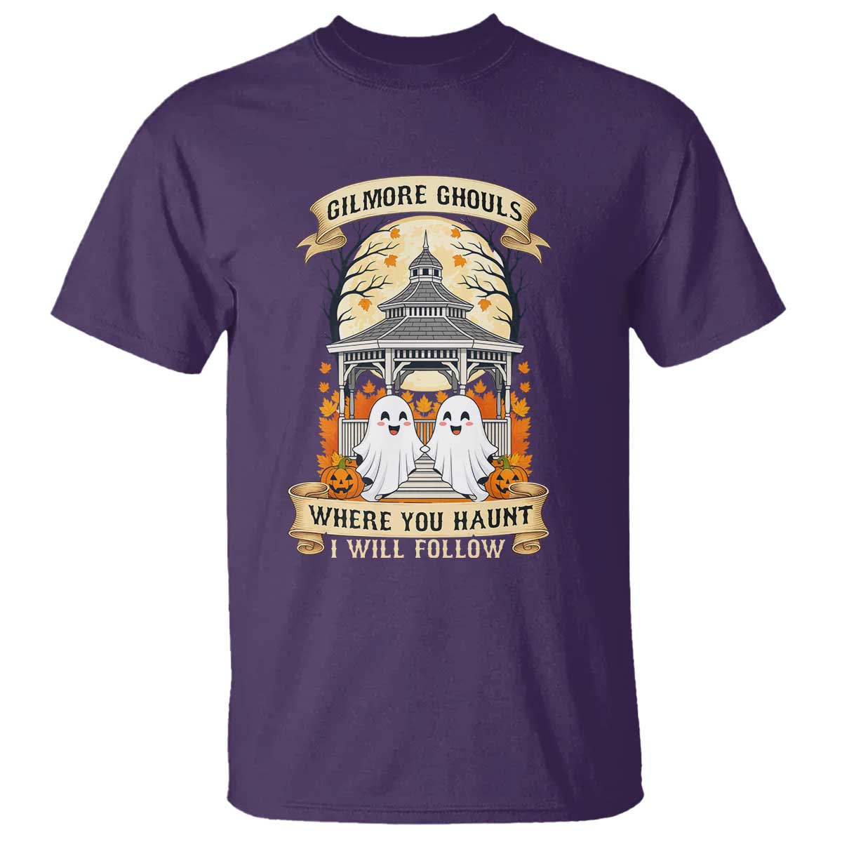 Gilmore Ghouls Halloween Ghost T Shirt Cute Couple Spooky Boo with Fall Gazebo TS02 Purple Print Your Wear