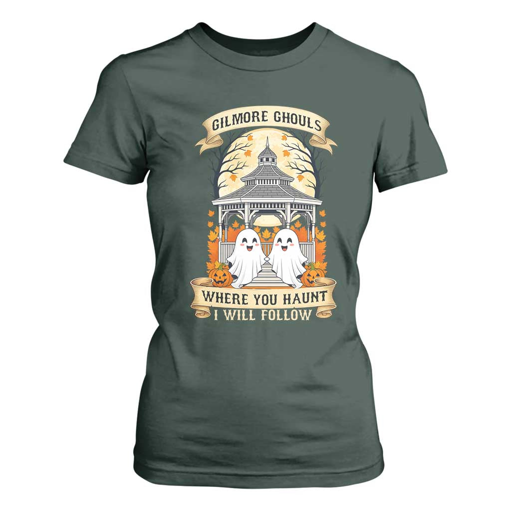 Gilmore Ghouls Halloween Ghost T Shirt For Women Cute Couple Spooky Boo with Fall Gazebo TS02 Dark Forest Green Print Your Wear