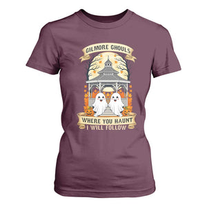 Gilmore Ghouls Halloween Ghost T Shirt For Women Cute Couple Spooky Boo with Fall Gazebo TS02 Maroon Print Your Wear