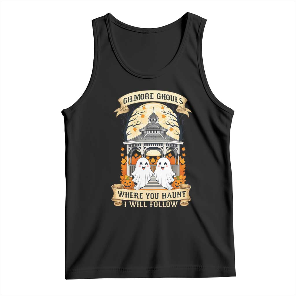 Gilmore Ghouls Halloween Ghost Tank Top Cute Couple Spooky Boo with Fall Gazebo TS02 Black Print Your Wear