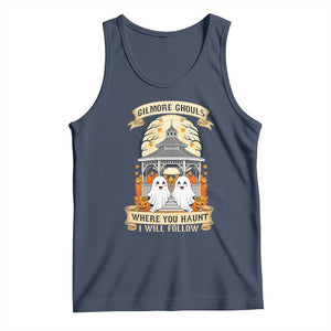 Gilmore Ghouls Halloween Ghost Tank Top Cute Couple Spooky Boo with Fall Gazebo TS02 Navy Print Your Wear