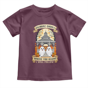 Gilmore Ghouls Halloween Ghost Toddler T Shirt Cute Couple Spooky Boo with Fall Gazebo TS02 Maroon Print Your Wear
