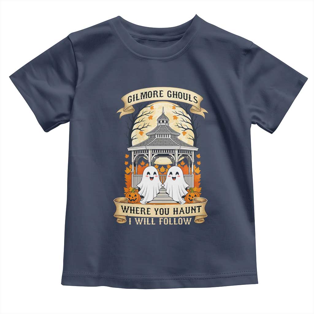 Gilmore Ghouls Halloween Ghost Toddler T Shirt Cute Couple Spooky Boo with Fall Gazebo TS02 Navy Print Your Wear
