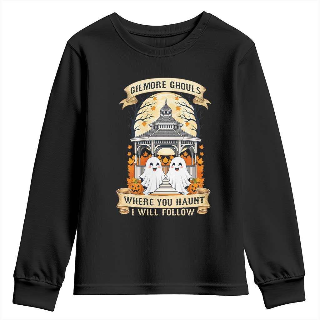 Gilmore Ghouls Halloween Ghost Youth Sweatshirt Cute Couple Spooky Boo with Fall Gazebo TS02 Black Print Your Wear