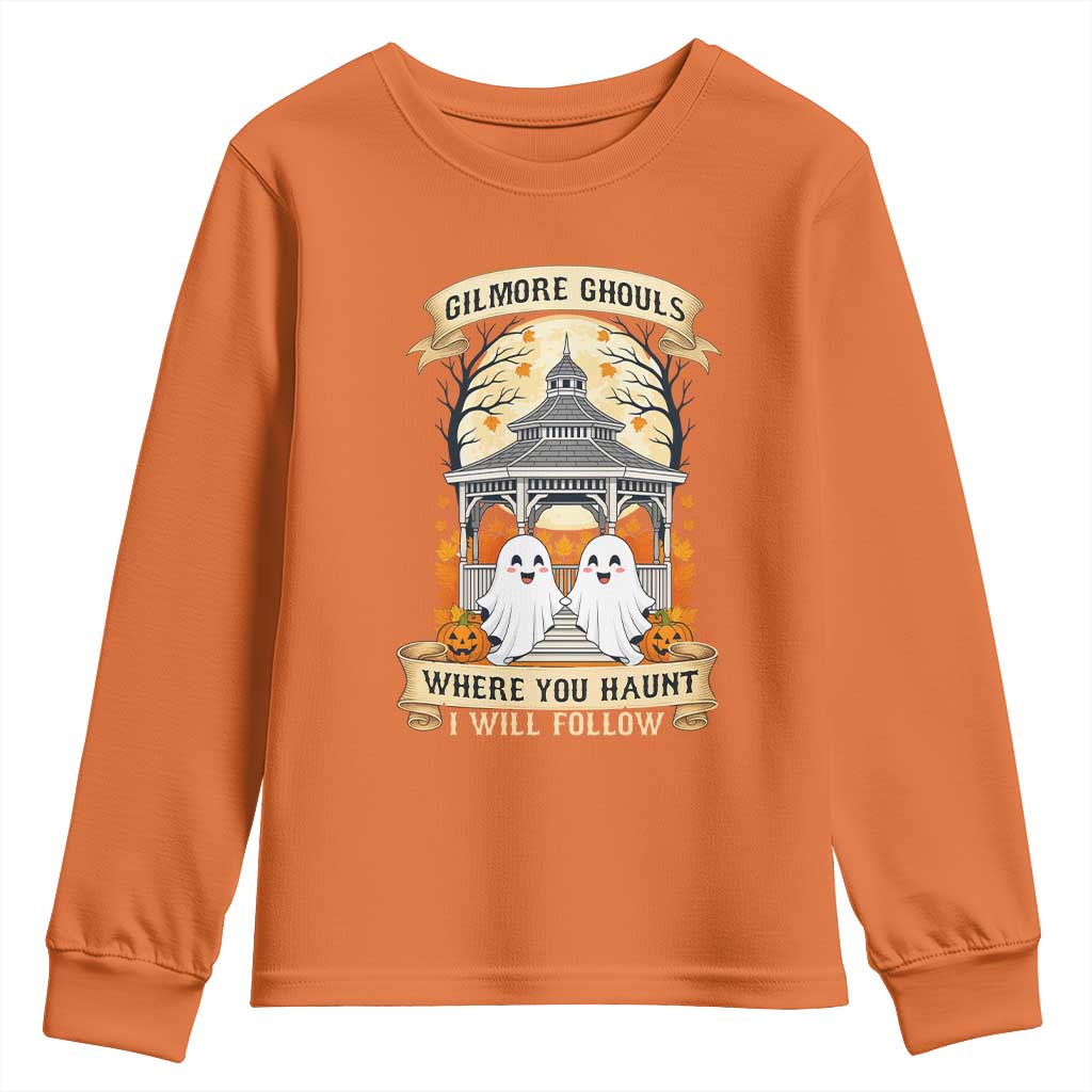 Gilmore Ghouls Halloween Ghost Youth Sweatshirt Cute Couple Spooky Boo with Fall Gazebo TS02 Orange Print Your Wear
