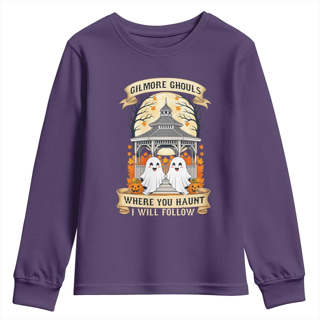Gilmore Ghouls Halloween Ghost Youth Sweatshirt Cute Couple Spooky Boo with Fall Gazebo TS02 Purple Print Your Wear