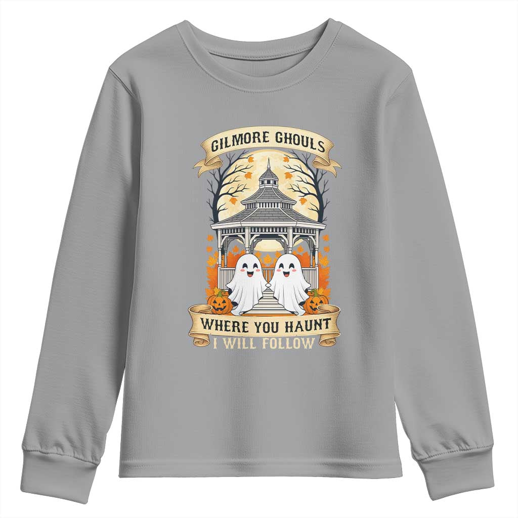 Gilmore Ghouls Halloween Ghost Youth Sweatshirt Cute Couple Spooky Boo with Fall Gazebo TS02 Sport Gray Print Your Wear
