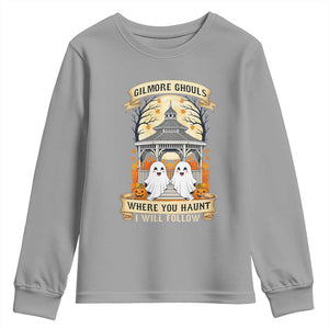 Gilmore Ghouls Halloween Ghost Youth Sweatshirt Cute Couple Spooky Boo with Fall Gazebo TS02 Sport Gray Print Your Wear