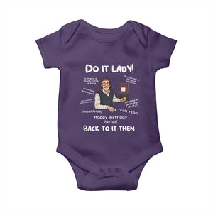 Do It Lady and Back To It Then Baby Onesie Funny Office Joke Vintage Mustache Guy Meme TS02 Purple Print Your Wear
