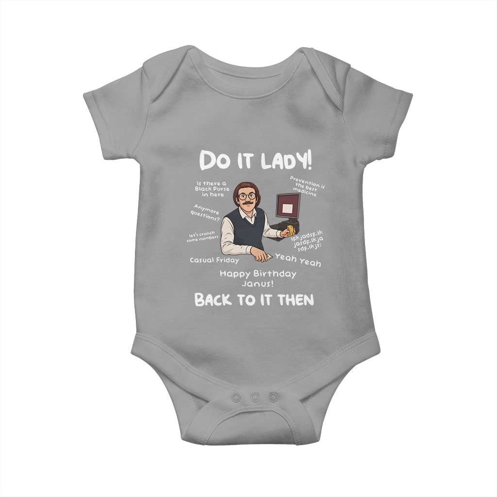 Do It Lady and Back To It Then Baby Onesie Funny Office Joke Vintage Mustache Guy Meme TS02 Sport Gray Print Your Wear