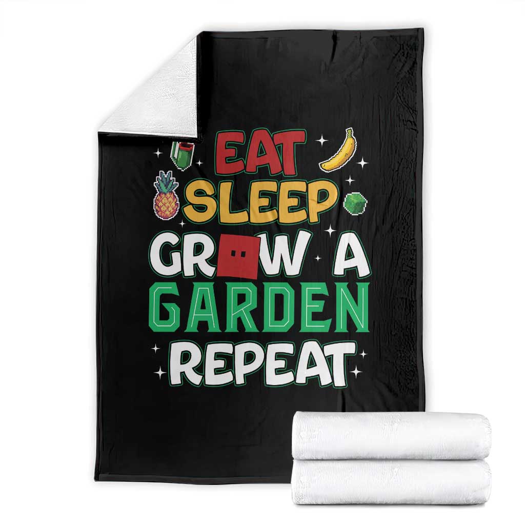 Eat Sleep Grow a Garden Repeat Throw Blanket Funny Gamer-Inspired Gardening Gift for Plant Lovers TS02 Black Print Your Wear