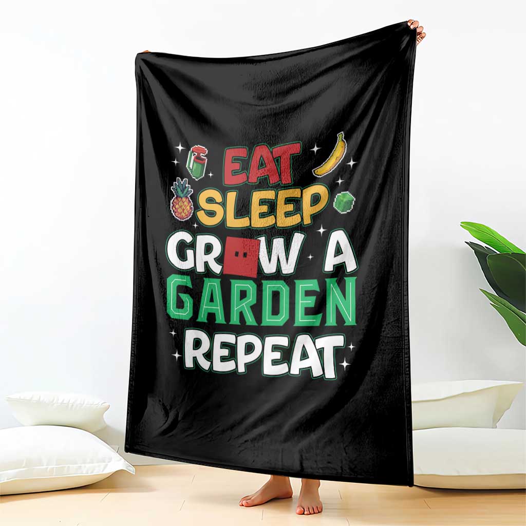 Eat Sleep Grow a Garden Repeat Throw Blanket Funny Gamer-Inspired Gardening Gift for Plant Lovers TS02 Print Your Wear