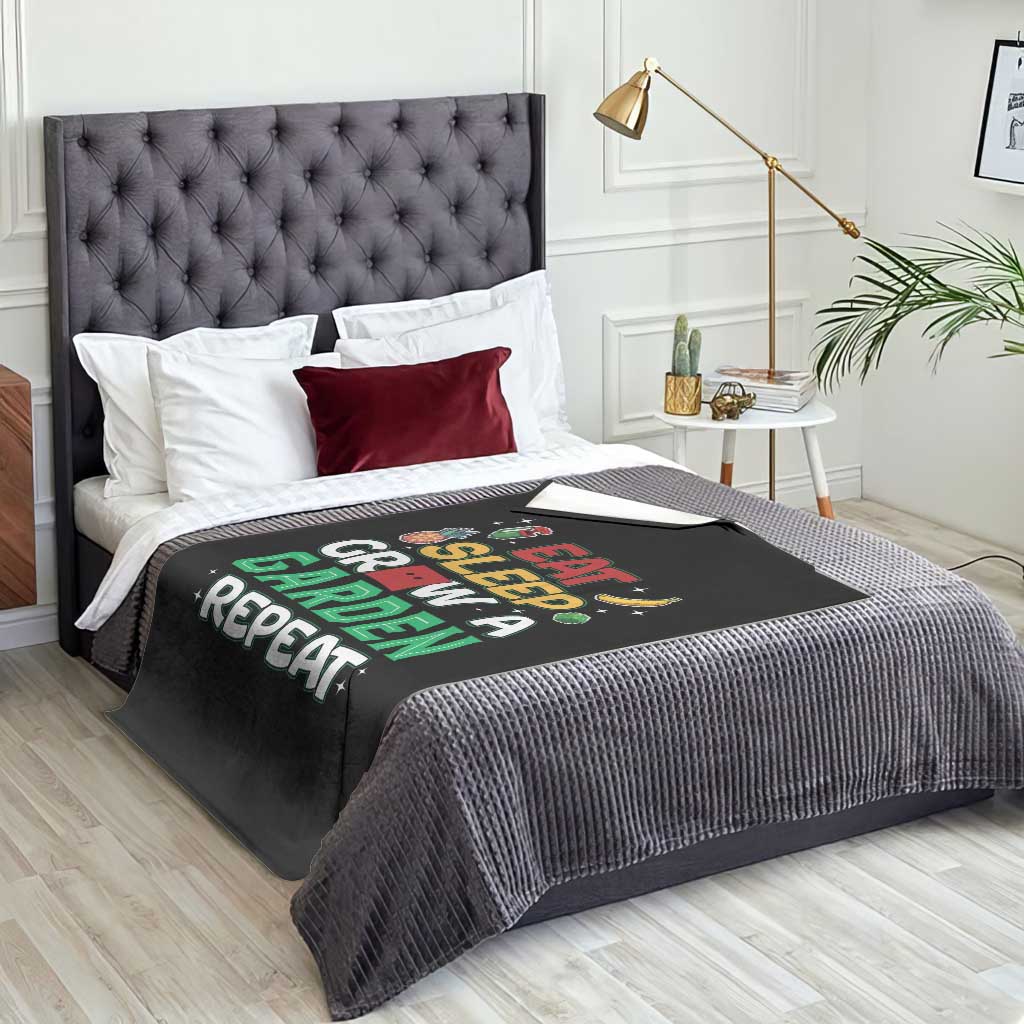 Eat Sleep Grow a Garden Repeat Throw Blanket Funny Gamer-Inspired Gardening Gift for Plant Lovers TS02 Print Your Wear