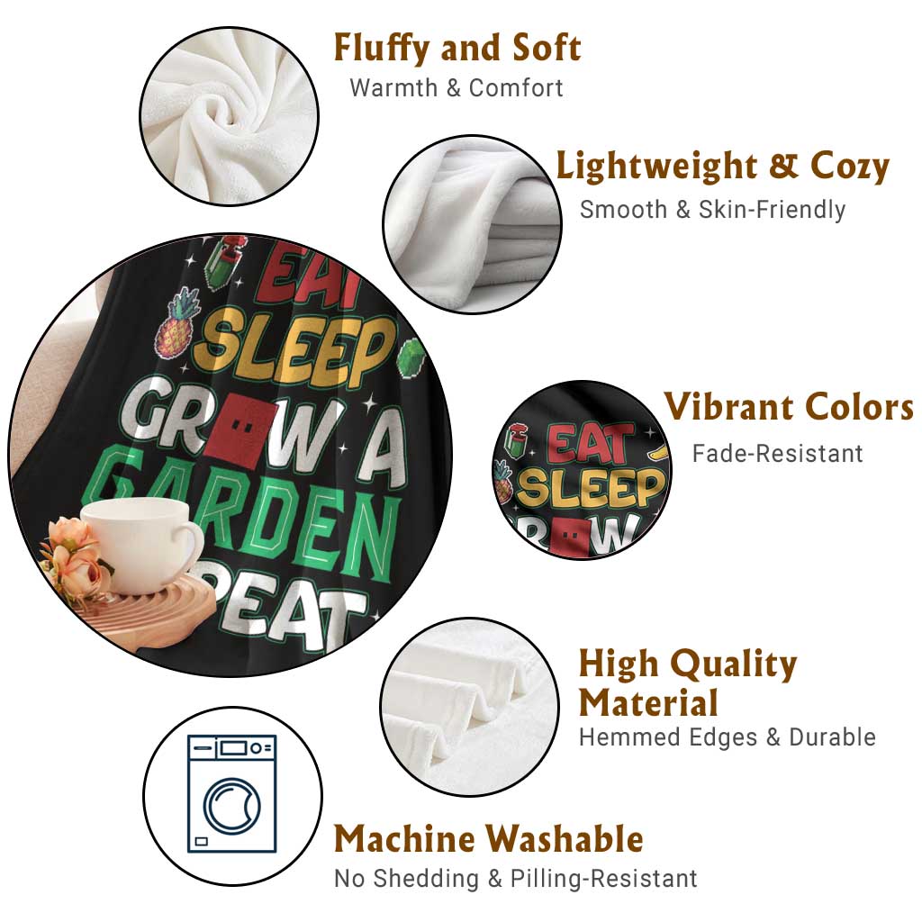 Eat Sleep Grow a Garden Repeat Throw Blanket Funny Gamer-Inspired Gardening Gift for Plant Lovers TS02 Print Your Wear