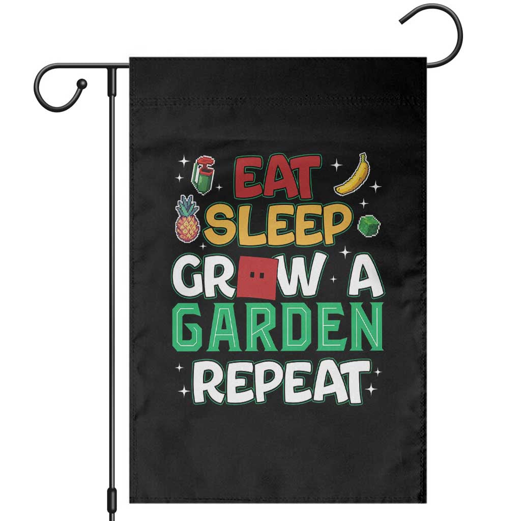 Eat Sleep Grow a Garden Repeat Garden Flag Funny Gamer-Inspired Gardening Gift for Plant Lovers TS02 Black Print Your Wear