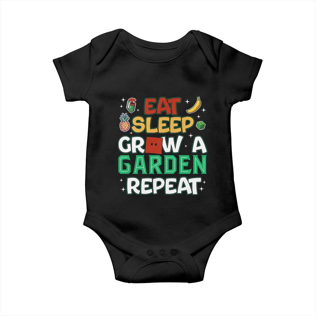 Eat Sleep Grow a Garden Repeat Baby Onesie Funny Gamer-Inspired Gardening Gift for Plant Lovers TS02 Black Print Your Wear