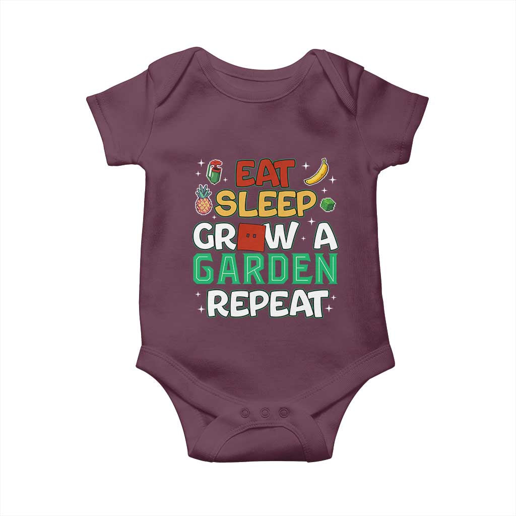 Eat Sleep Grow a Garden Repeat Baby Onesie Funny Gamer-Inspired Gardening Gift for Plant Lovers TS02 Maroon Print Your Wear