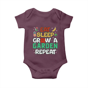Eat Sleep Grow a Garden Repeat Baby Onesie Funny Gamer-Inspired Gardening Gift for Plant Lovers TS02 Maroon Print Your Wear