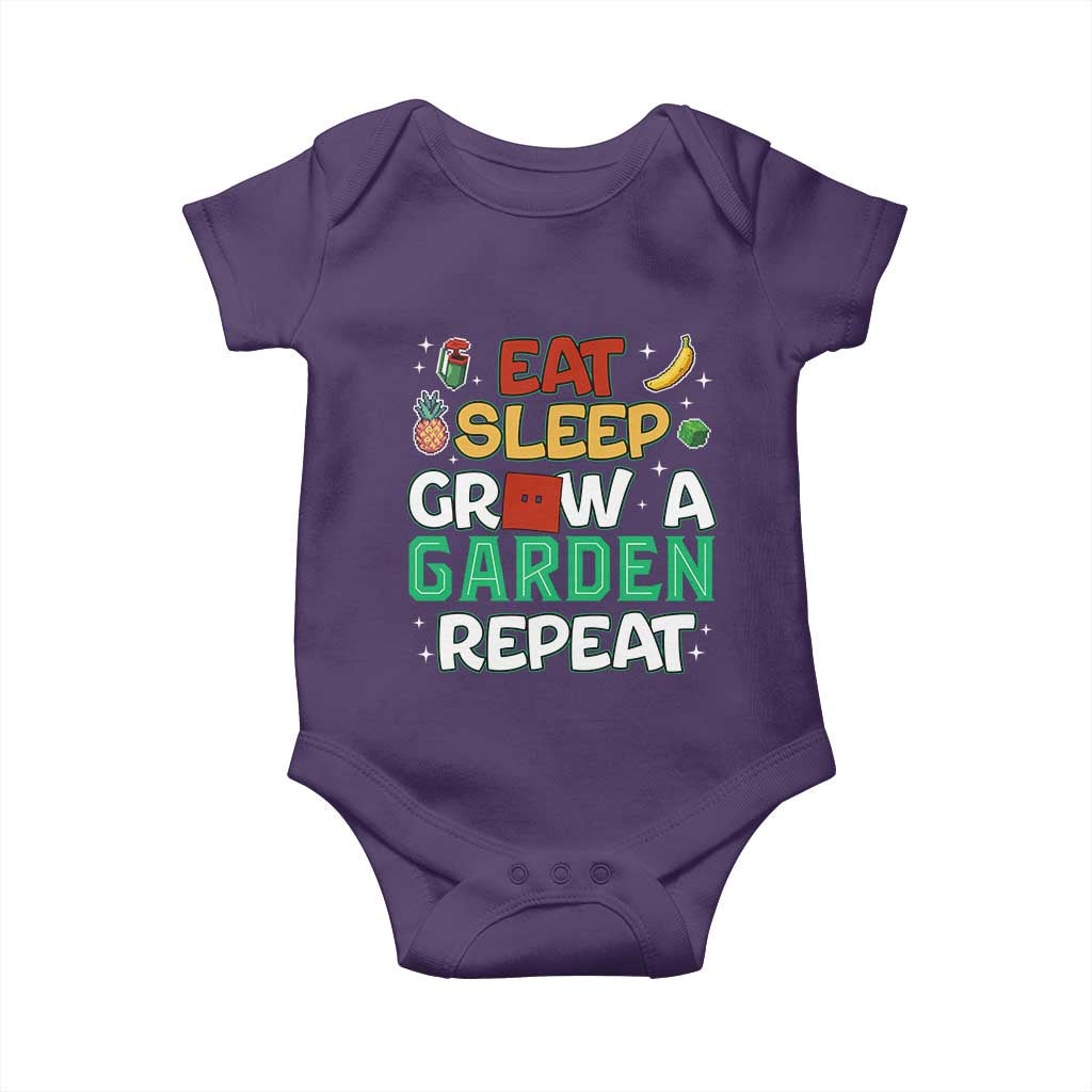 Eat Sleep Grow a Garden Repeat Baby Onesie Funny Gamer-Inspired Gardening Gift for Plant Lovers TS02 Purple Print Your Wear