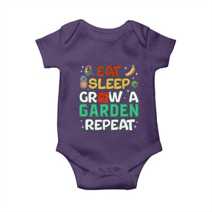 Eat Sleep Grow a Garden Repeat Baby Onesie Funny Gamer-Inspired Gardening Gift for Plant Lovers TS02 Purple Print Your Wear