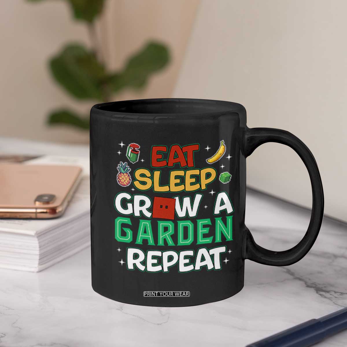 Eat Sleep Grow a Garden Repeat Coffee Mug Funny Gamer-Inspired Gardening Gift for Plant Lovers TS02 Print Your Wear