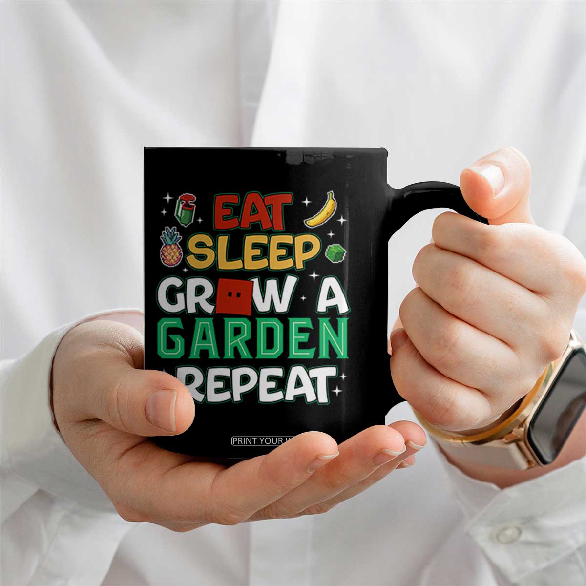 Eat Sleep Grow a Garden Repeat Coffee Mug Funny Gamer-Inspired Gardening Gift for Plant Lovers TS02 Print Your Wear